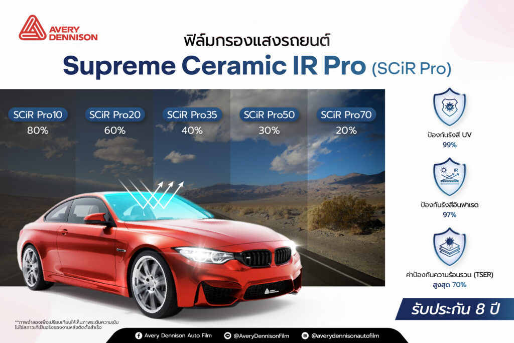 ฟิล์มกรองแสงรถยนต์ Supreme Ceramic IR Pro (SCiR Pro)